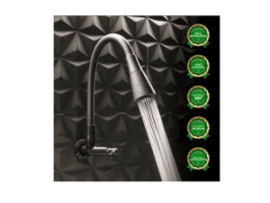 Torneira Gourmet Cozinha Parede Pia Flexível Dois Jatos Preta Abs