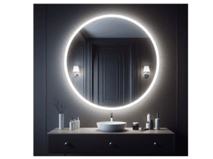 Espelho Redondo 40Cm X 40Cm Lapidado Led COM FONTE Ambiente Moderno